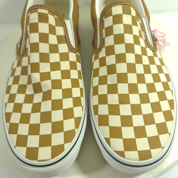 NEW Vans Classic Slip-On Sz 12 Color Theory Checkerboard Golden Brown Sneakers - Picture 7 of 13